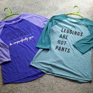 TWO (2)Three quater sleeve baseball knit shirt